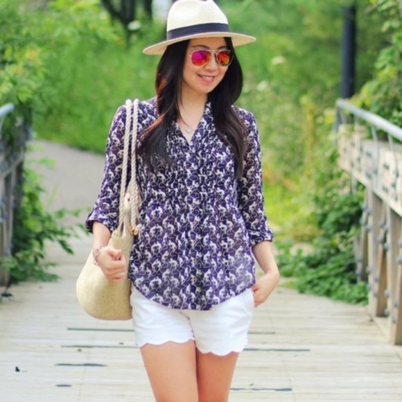 Anthropologie | Purple and White Blouse With Monkey Print Sz 8 - Picture 15 of 15